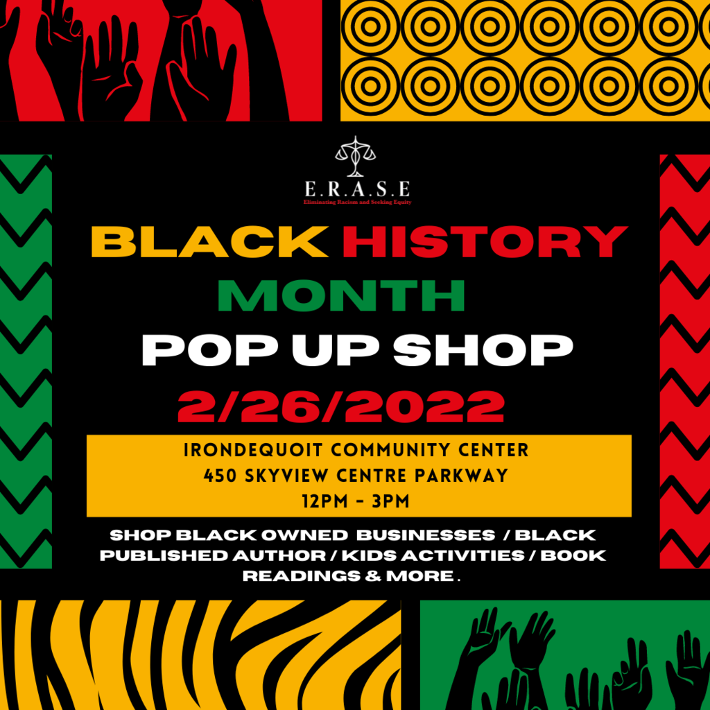 Black History Month Pop Up shop, 2/26/22 at the Irondequoit Community Center