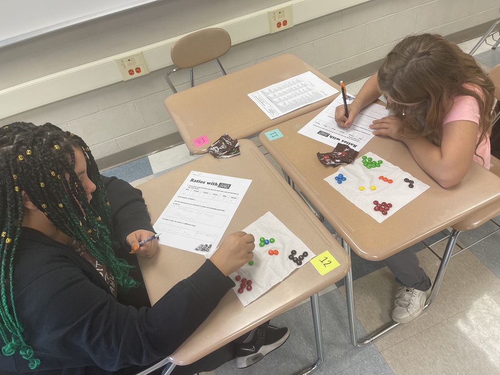 Students learning ratios with M&Ms