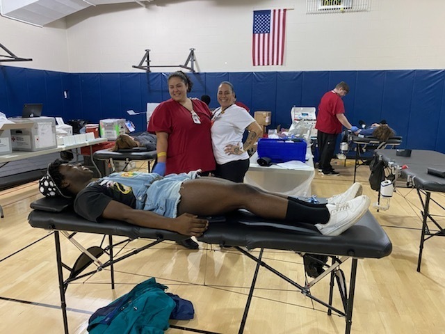 Students and staff donating blood!