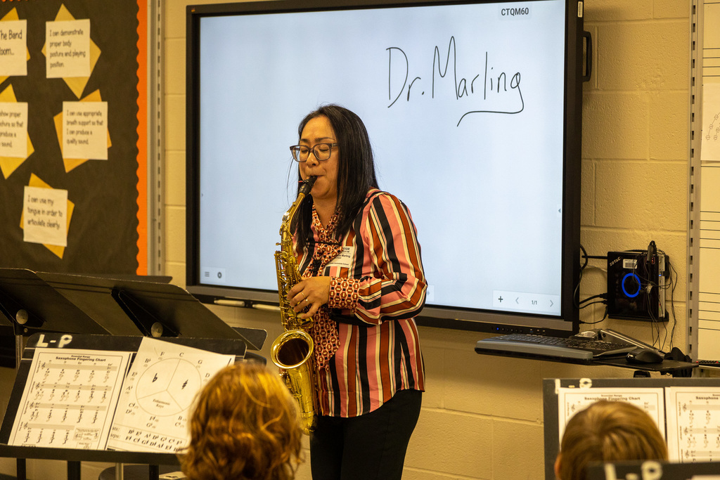 Dr. Marling playing the Saxophone