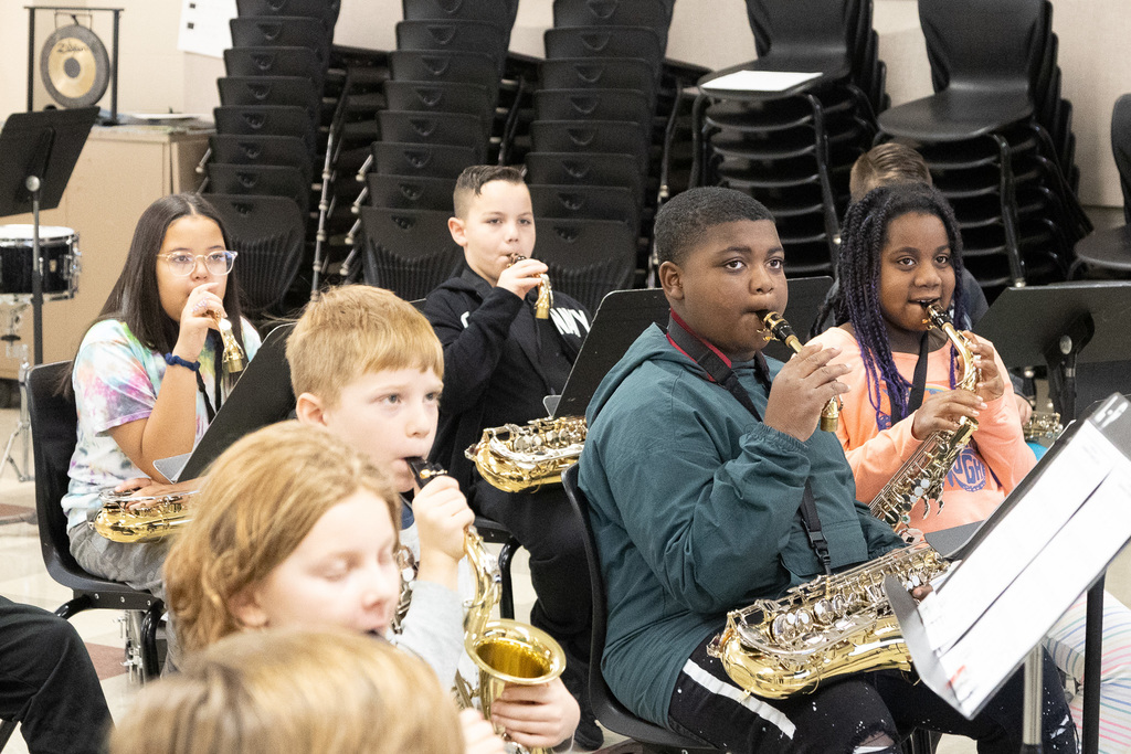 students playing saxophone