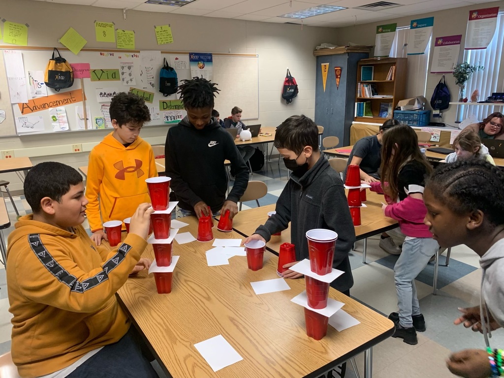 Students working on the AVID cup challenge