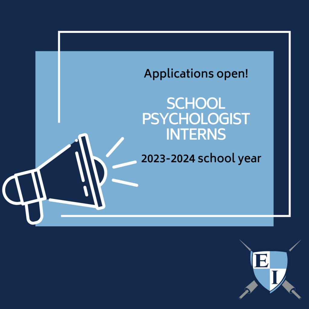 Loudspeaker. Applications open for School Psychologist Interns for the 2023-2024 school year.