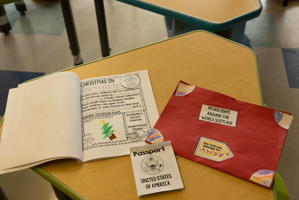 students suitcase and passport for learning about different countries holidays