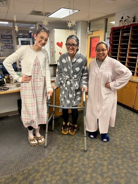 staff dressed as 100 year olds