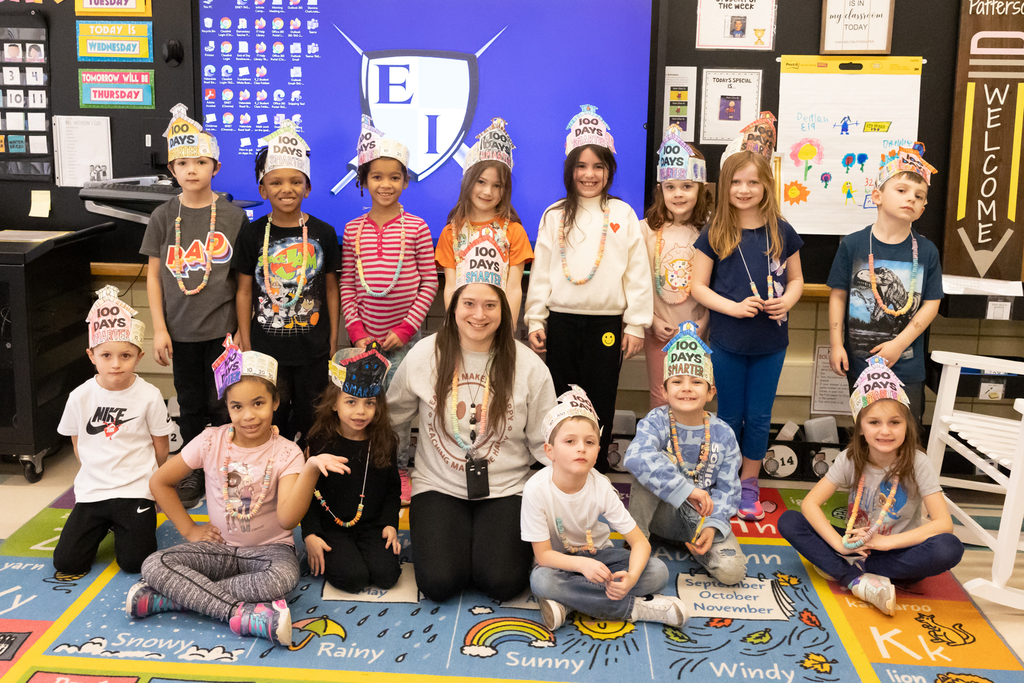 students celebrating the 100th day of school
