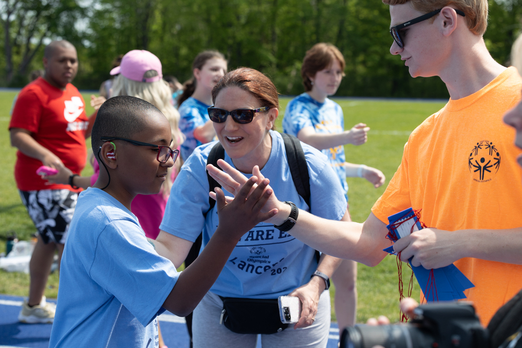 Students participating in the Special Olympics